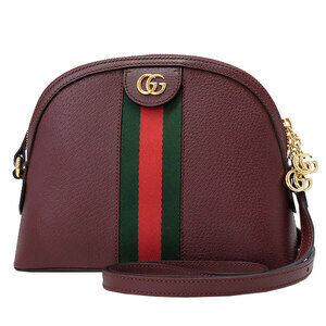 GUCCI Ophidia Shoulder Bag Bordeaux Purple Leather Web Stripe